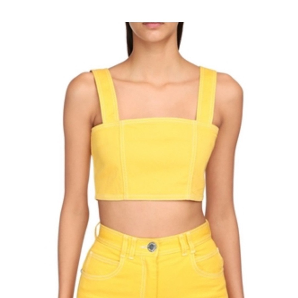 Balmain yellow cotton crop top made in Italy size 38 so cute! 🐝